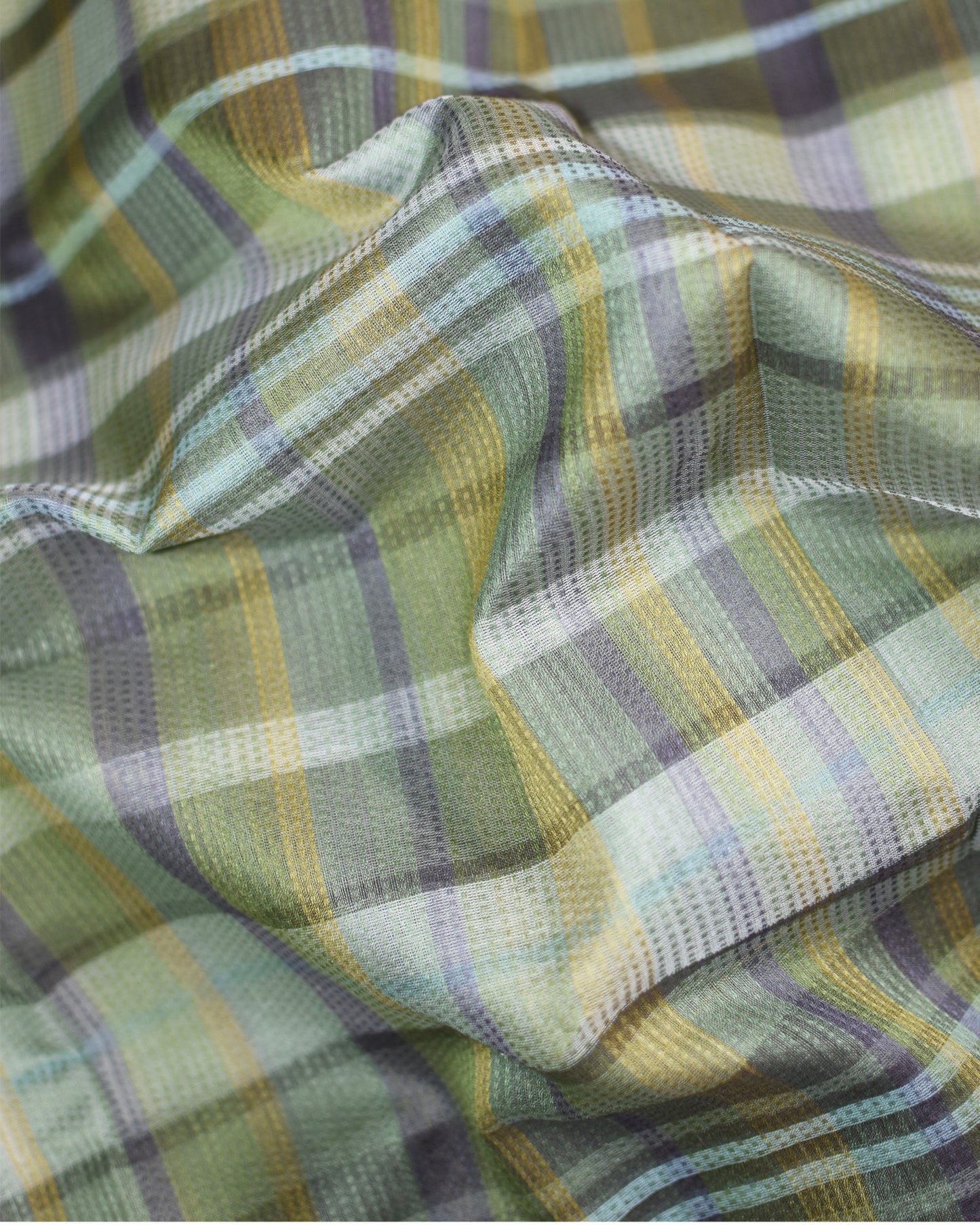 Olive Green - Checks Organic Cotton Saree
