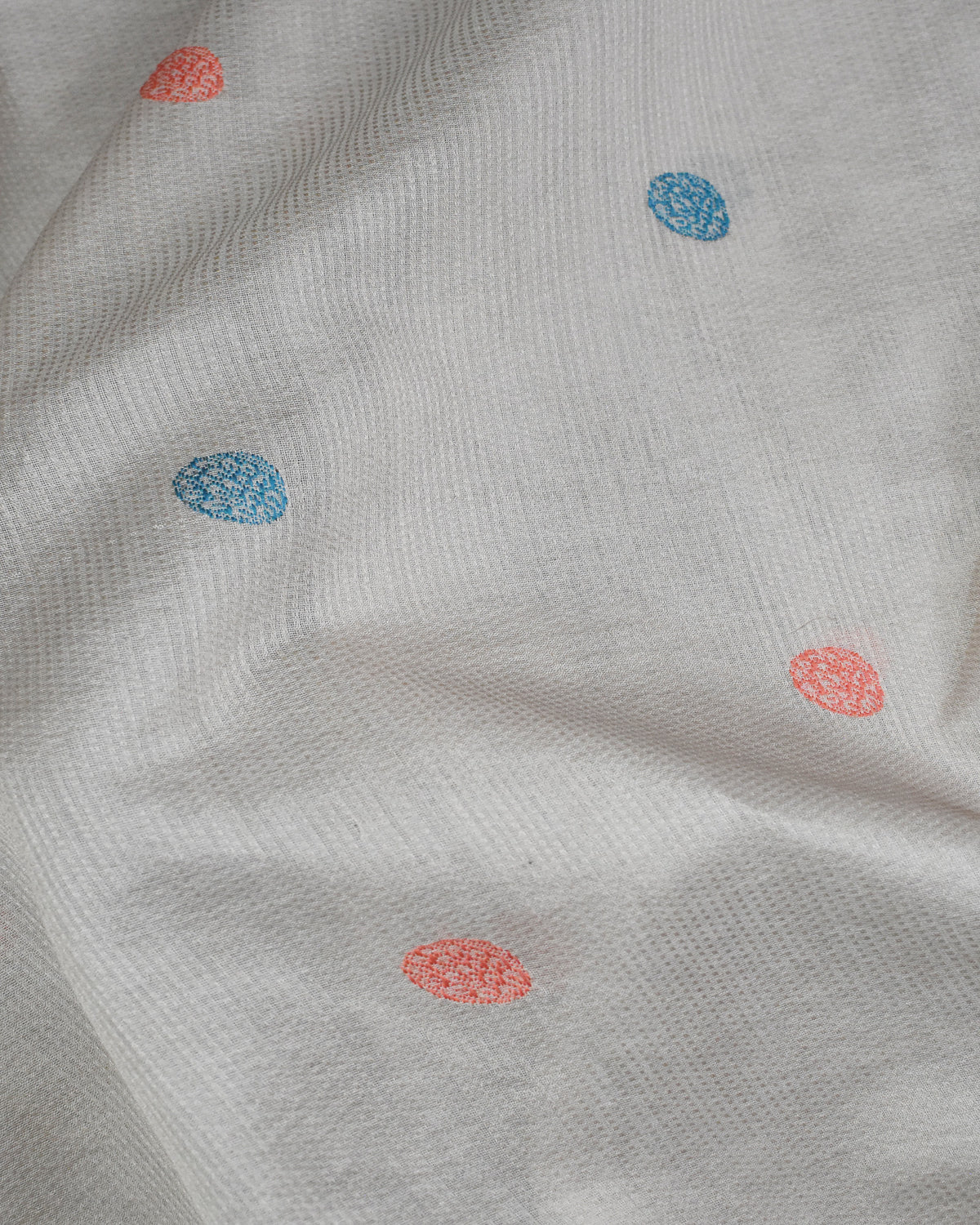 Beige - Cactus Motif Organic Cotton Saree