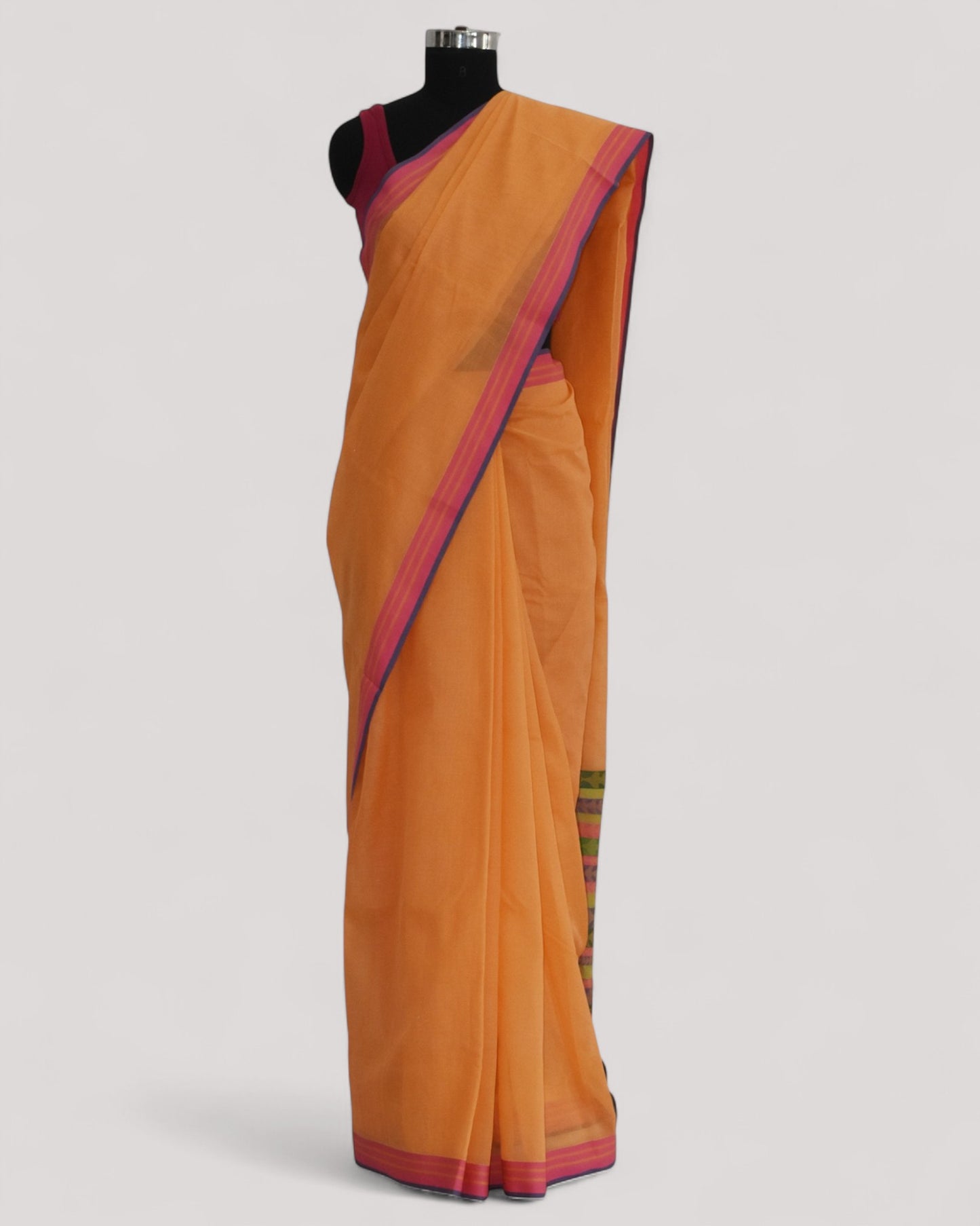 Peach - Tulip Motif Organic Cotton Saree