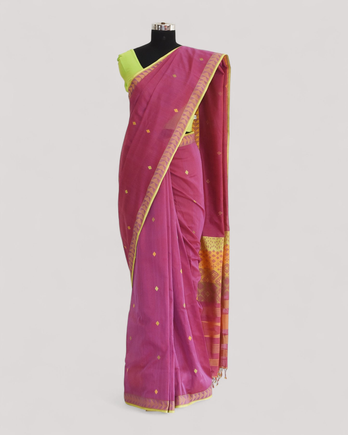 Pinkish Purple - Kites Motif Organic Cotton Saree