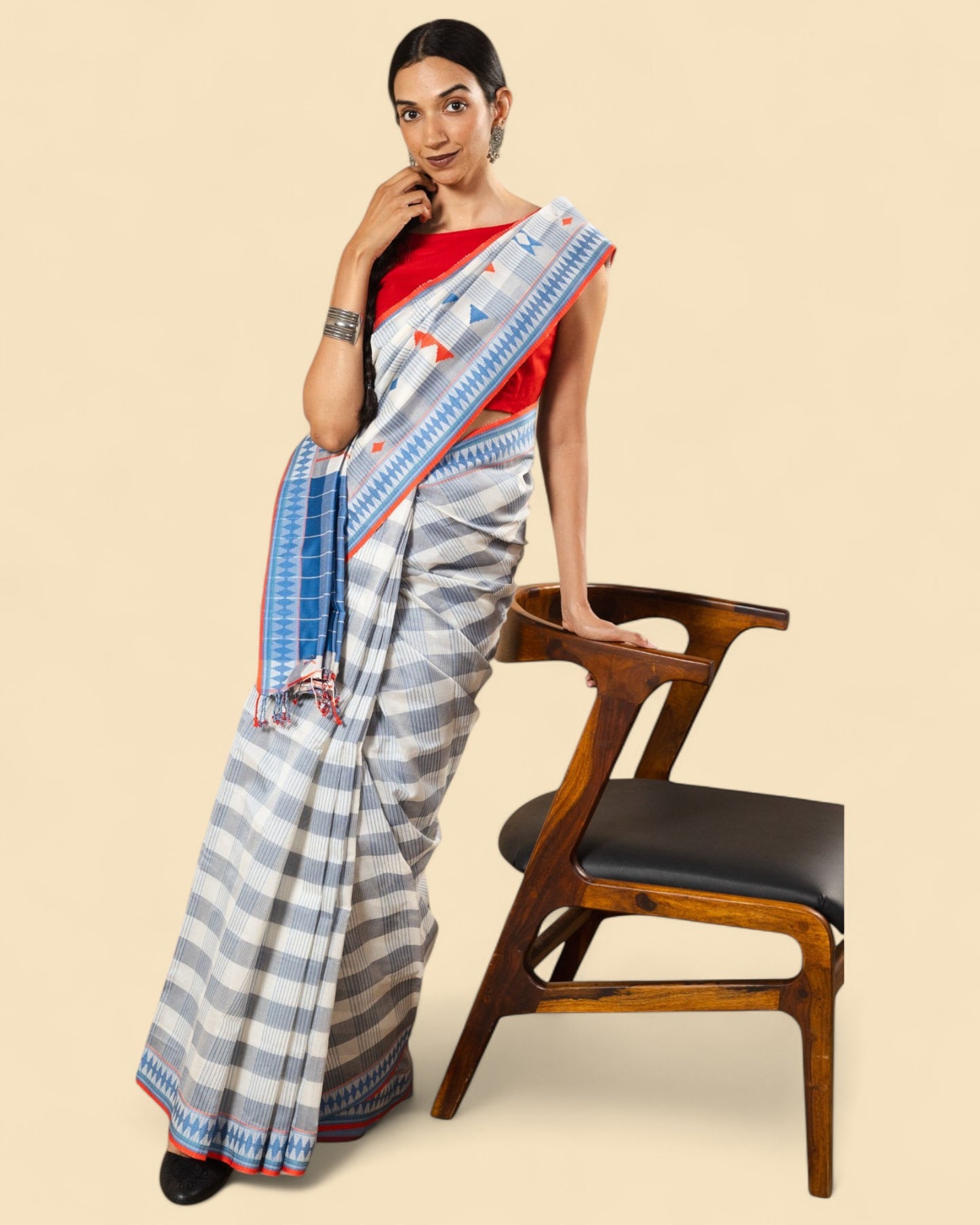 Off-White - Korvai & Buttas  Organic Cotton Saree