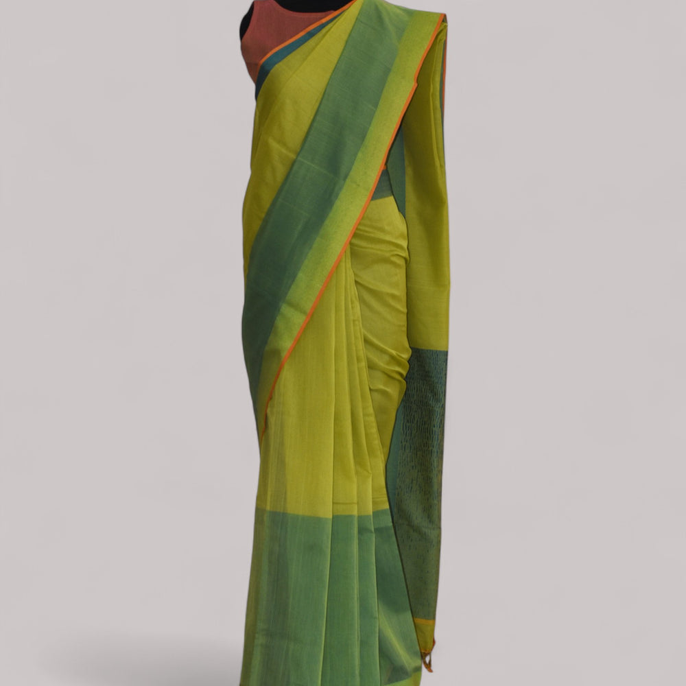 Green & Blue - Classic Organic Cotton Saree