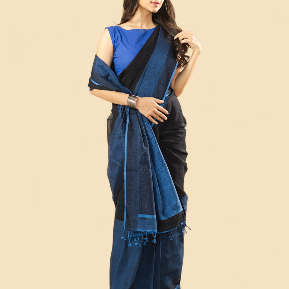 Black & Blue - Classic Organic Cotton Saree