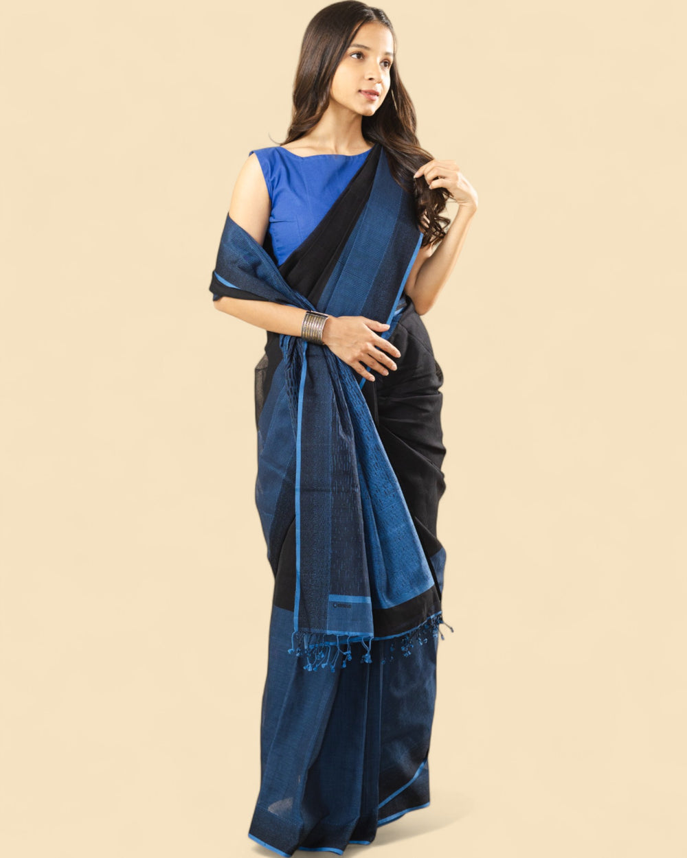 Black & Blue - Classic Organic Cotton Saree