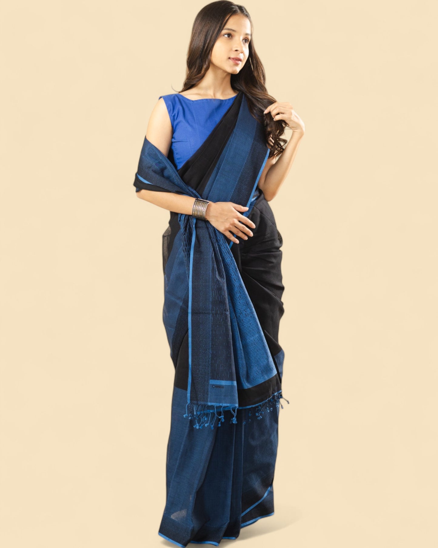 Black & Blue - Classic Organic Cotton Saree