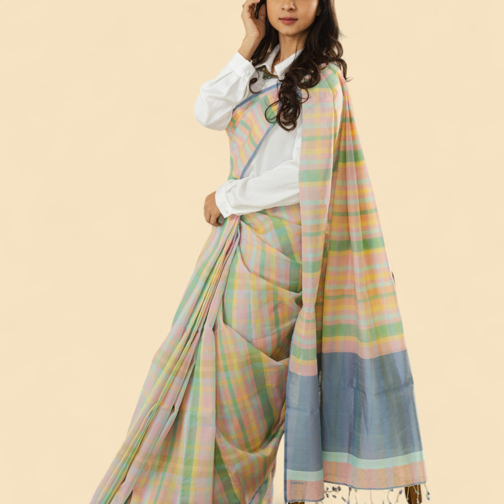 
                      
                        Pastel Checks - Organic Cotton Saree
                      
                    