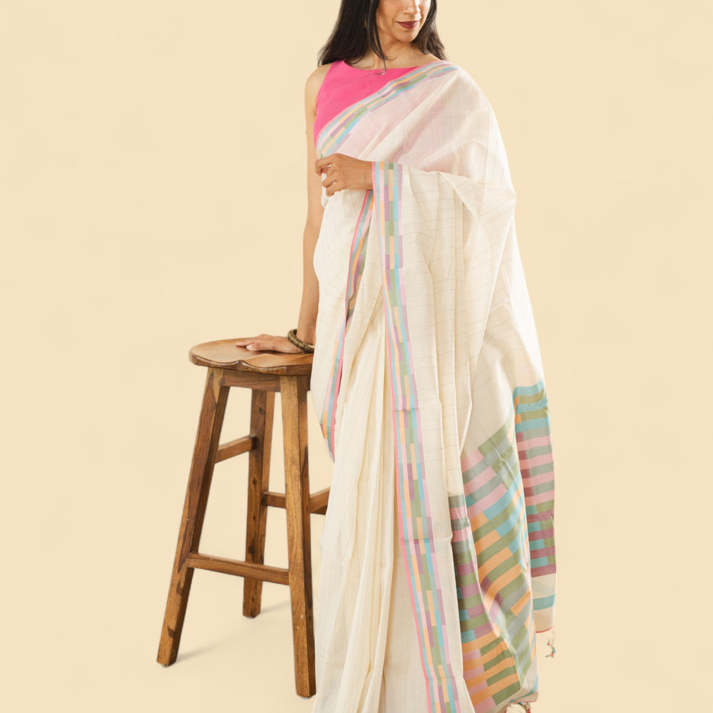 Off-White - Rectangle Quilt Organic Cotton Saree