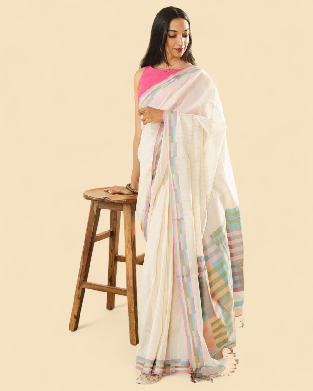 Off-White - Rectangle Quilt Organic Cotton Saree