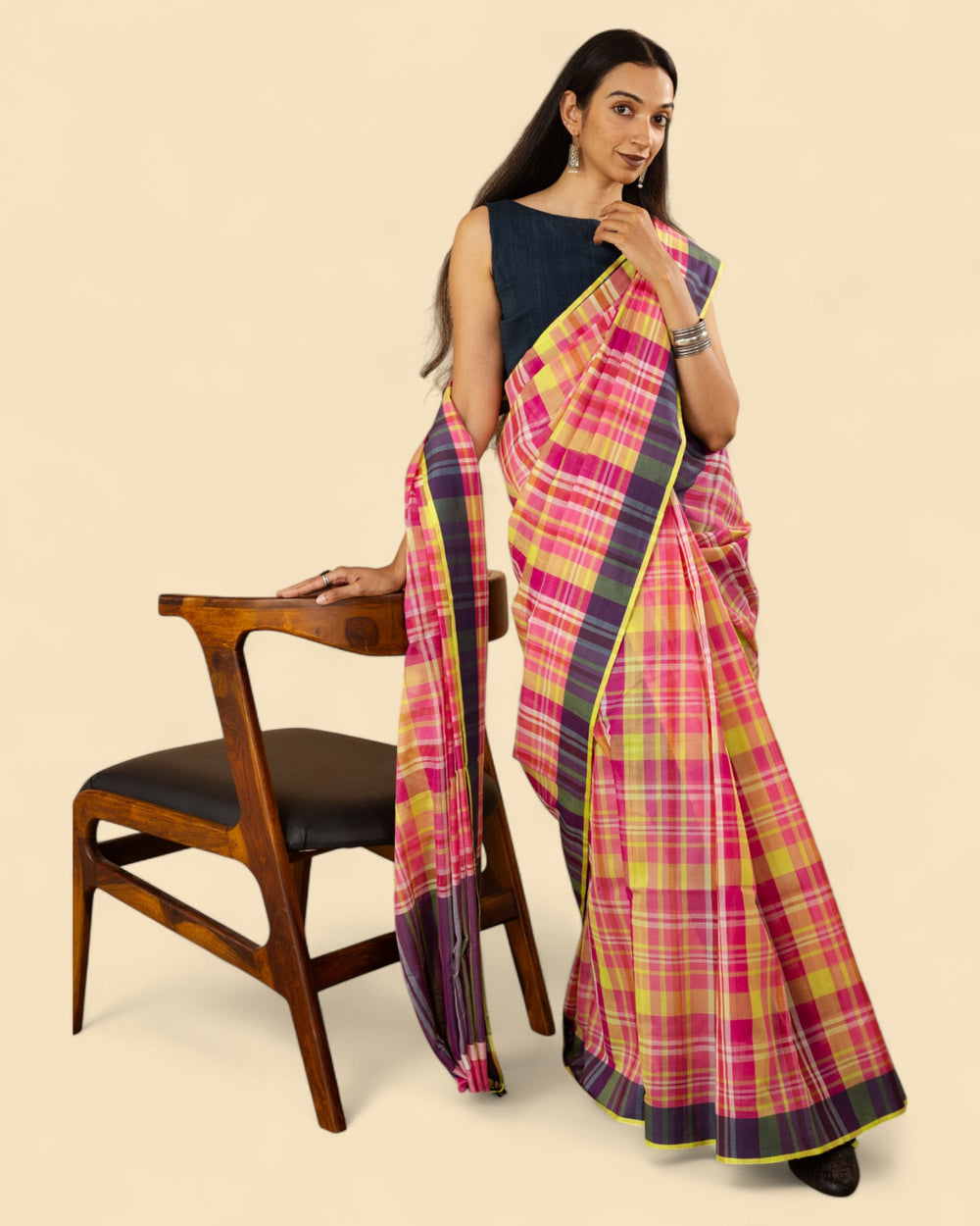 Pink & Green - Organic Cotton Saree