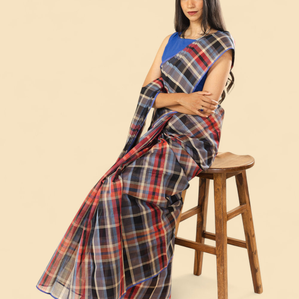 Brown & Red - Organic Cotton Saree
