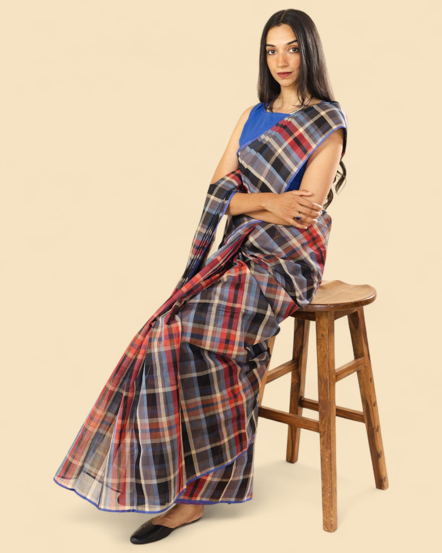 Brown & Red - Organic Cotton Saree