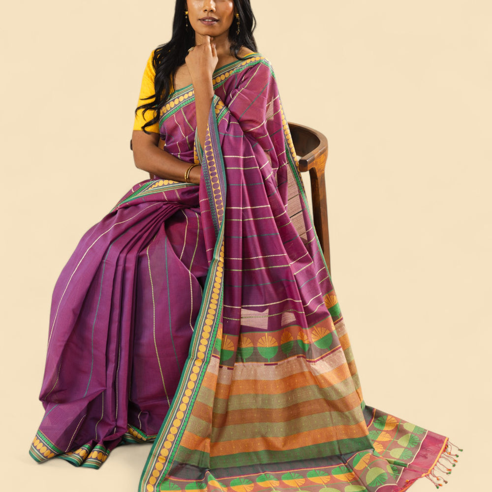 
                      
                        Purple - Spherical Grace Organic Cotton Saree
                      
                    