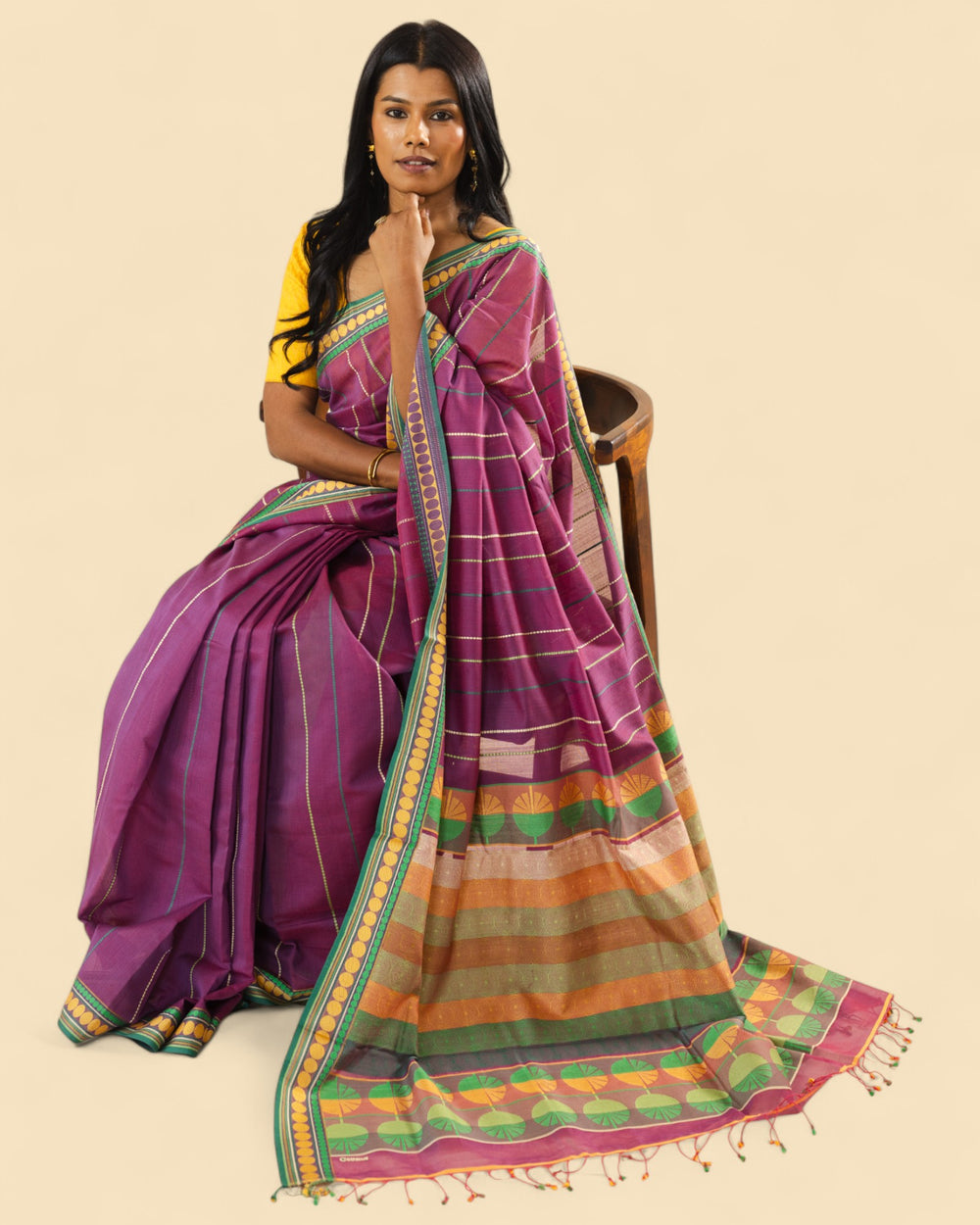 Purple - Spherical Grace Organic Cotton Saree