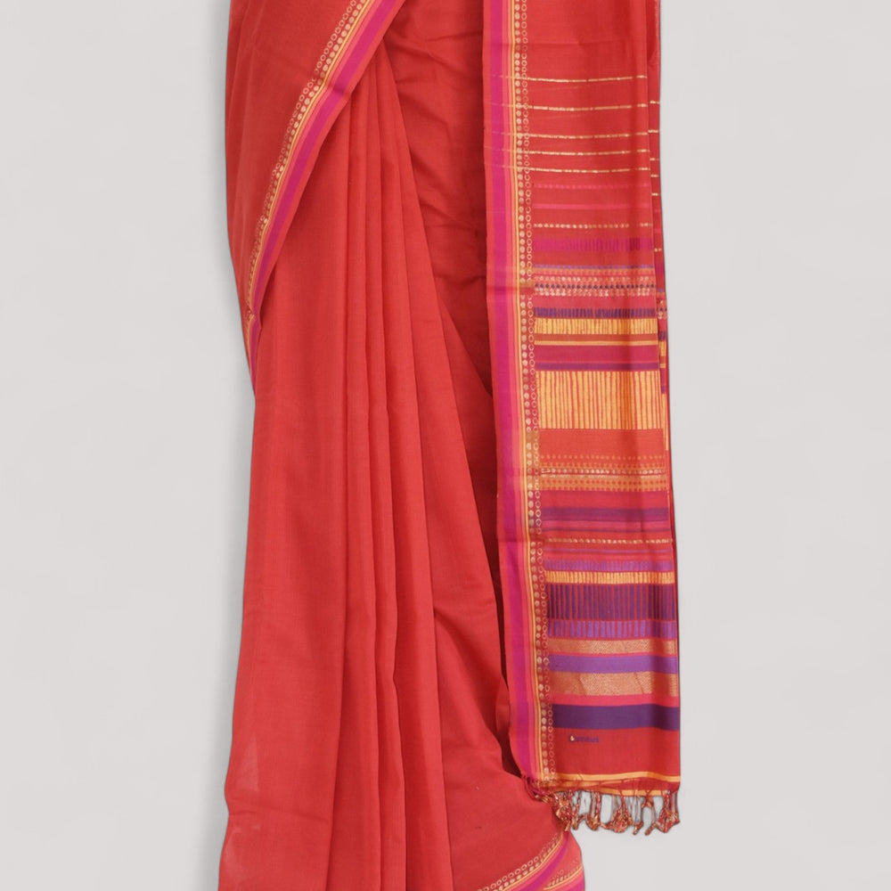 
                      
                        Red - Dots and Dashes Organic Cotton Saree
                      
                    