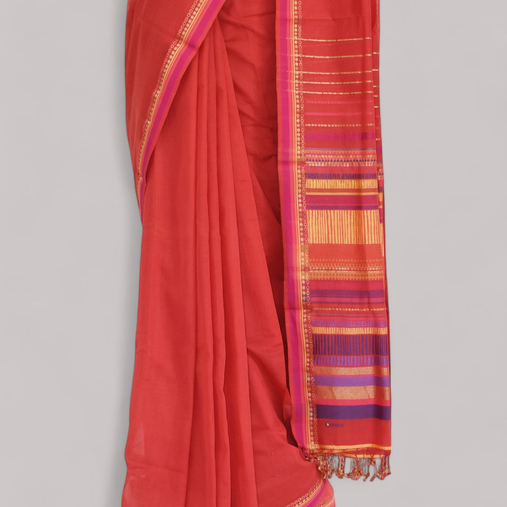 
                      
                        Red - Dots and Dashes Organic Cotton Saree
                      
                    