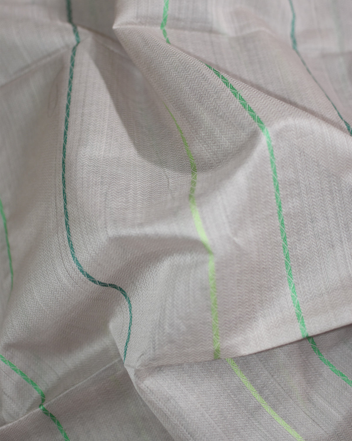 Beige - Geometric Elegance Organic Cotton Saree