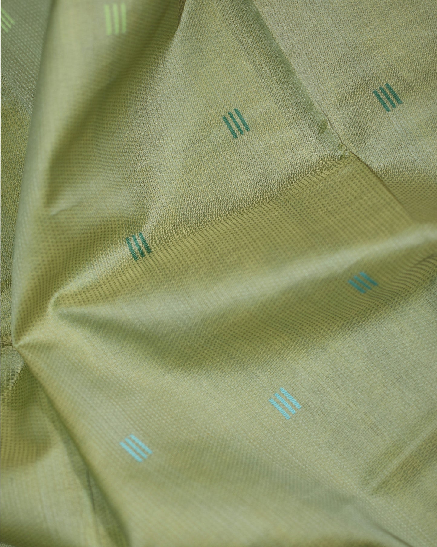 Olive Green - Regal Rectangle Motif Organic Saree