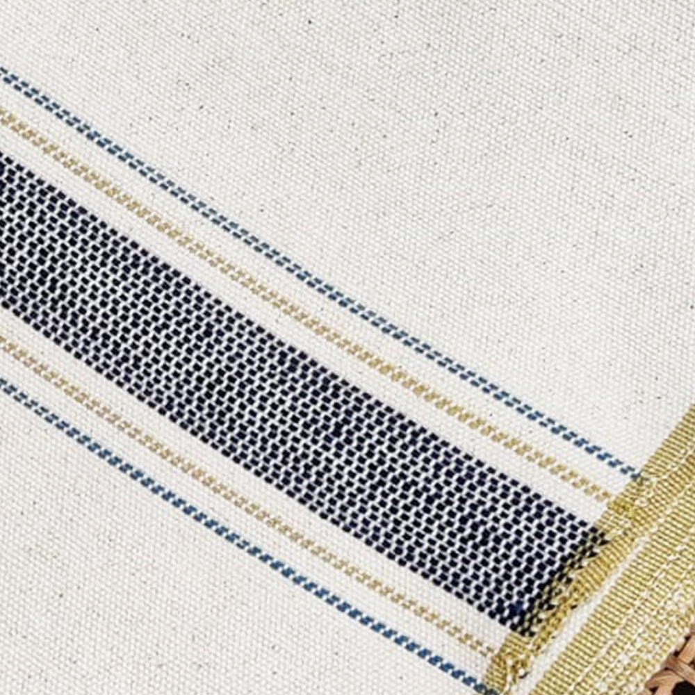 Off White - Blanket 7 with dark blue border