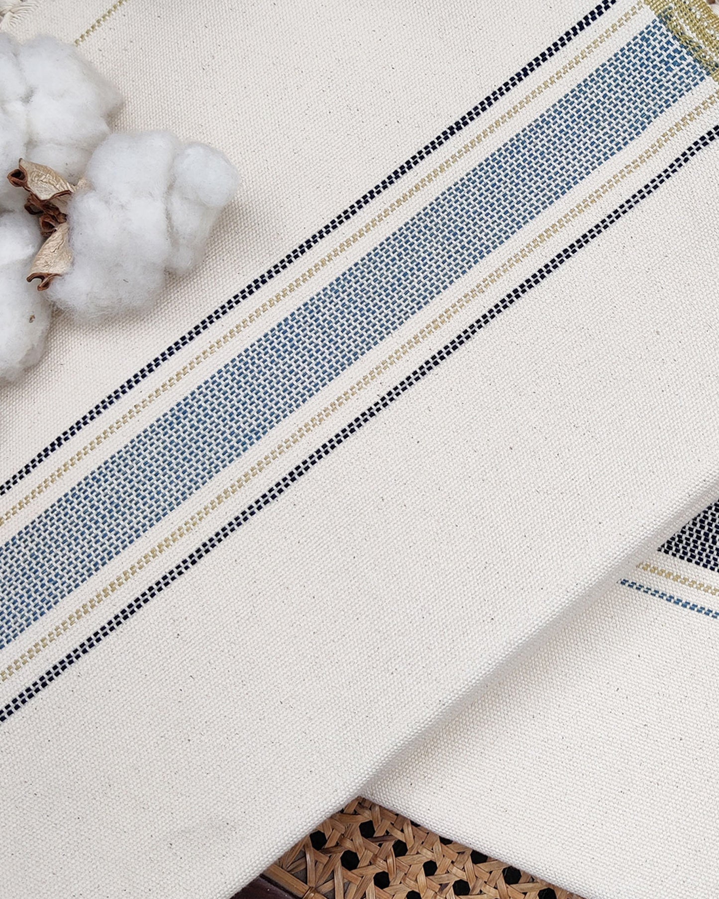 Off White - Blanket 8 with light blue border