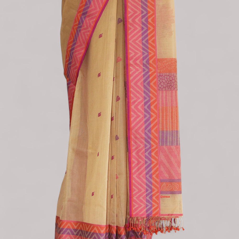 
                      
                        Beige - Tree & Leaves  Motif Organic Cotton Saree
                      
                    
