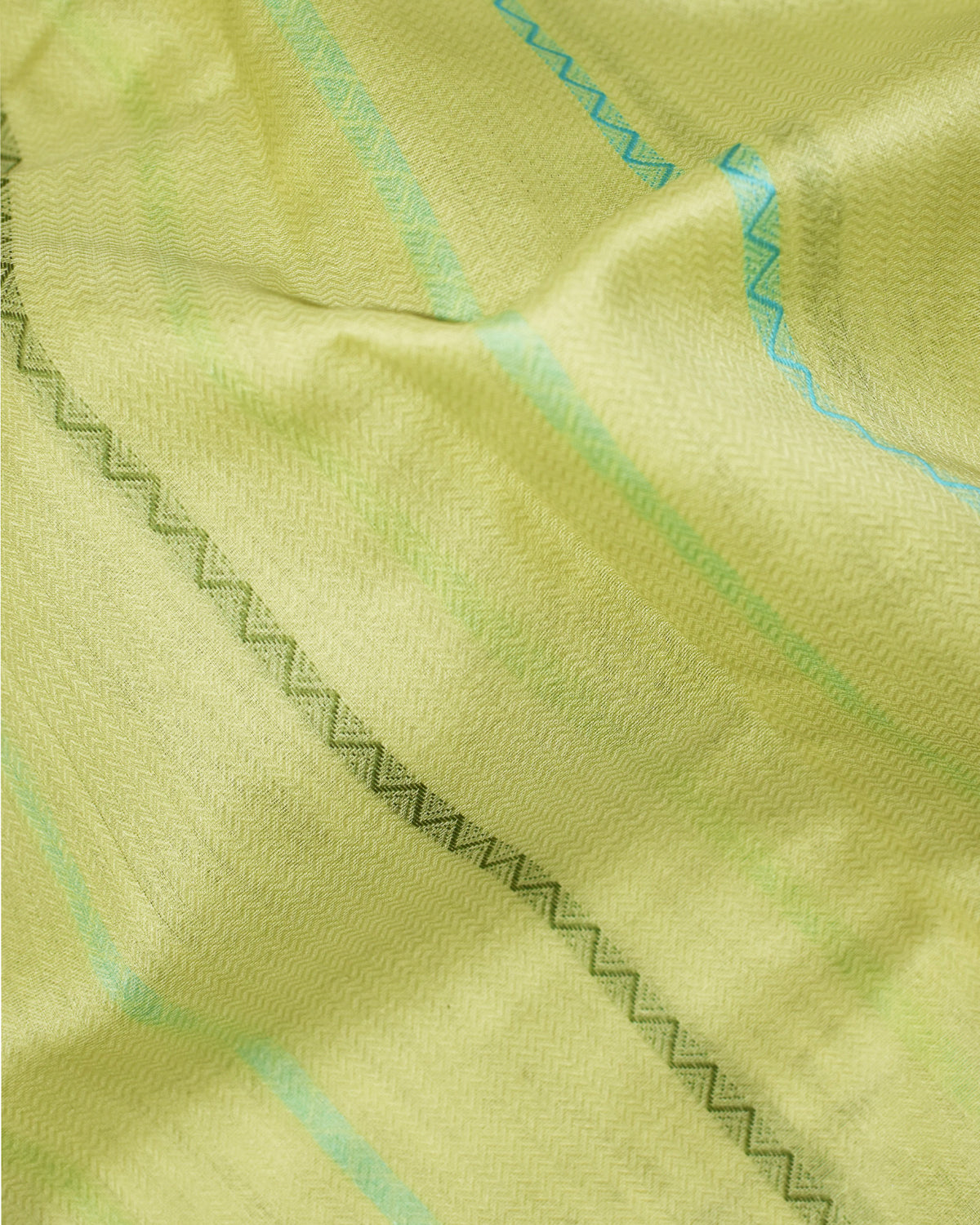 Lime Yellow - Geometric Elegance Organic Cotton Saree