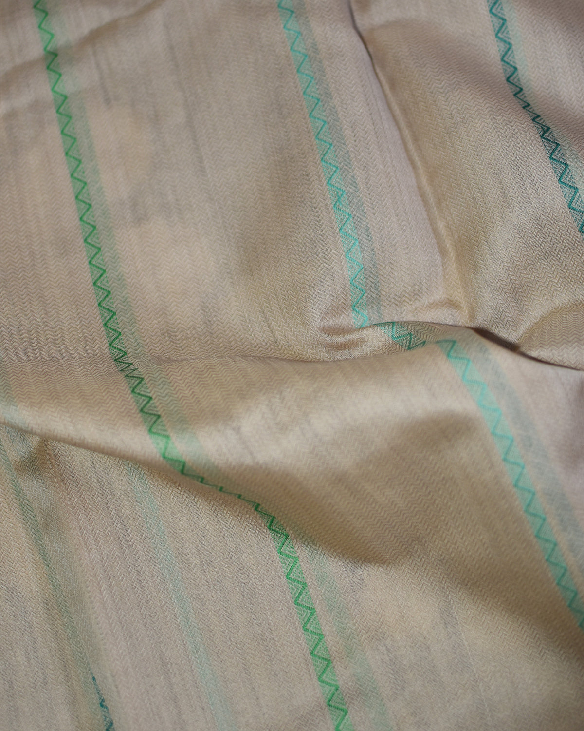 Beige - Geometric Elegance Organic Cotton Saree