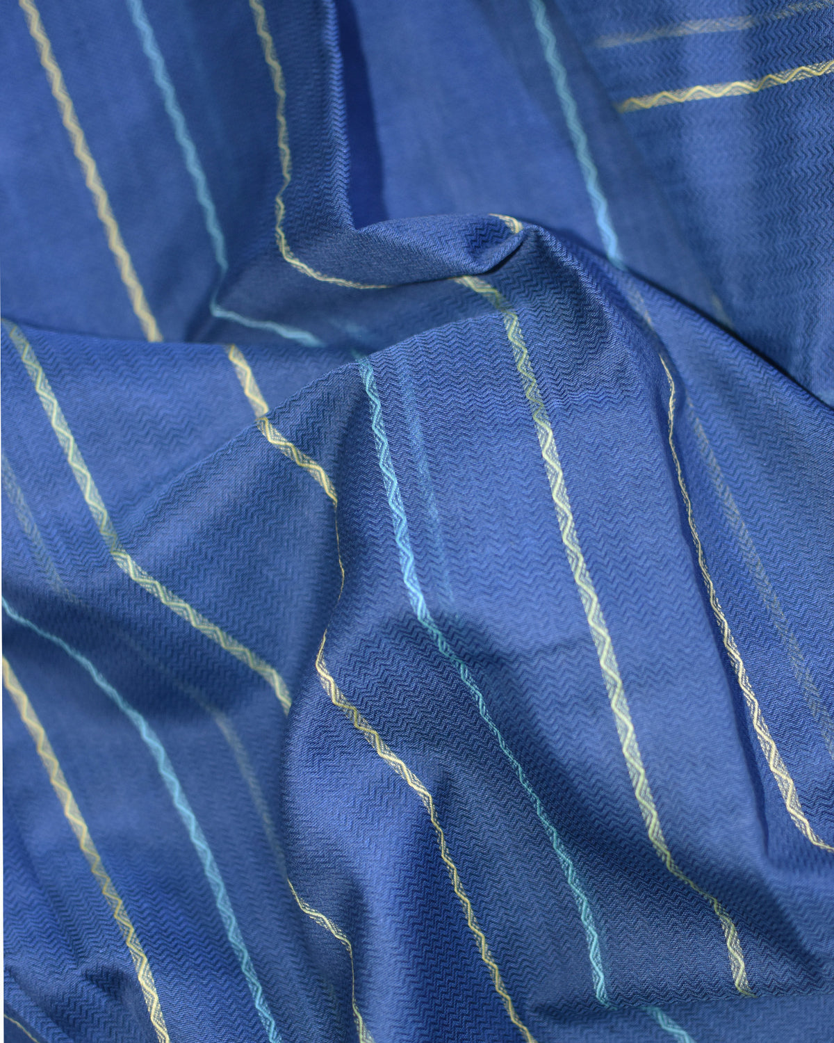 Indigo Blue - Geometric Elegance Organic Cotton Saree