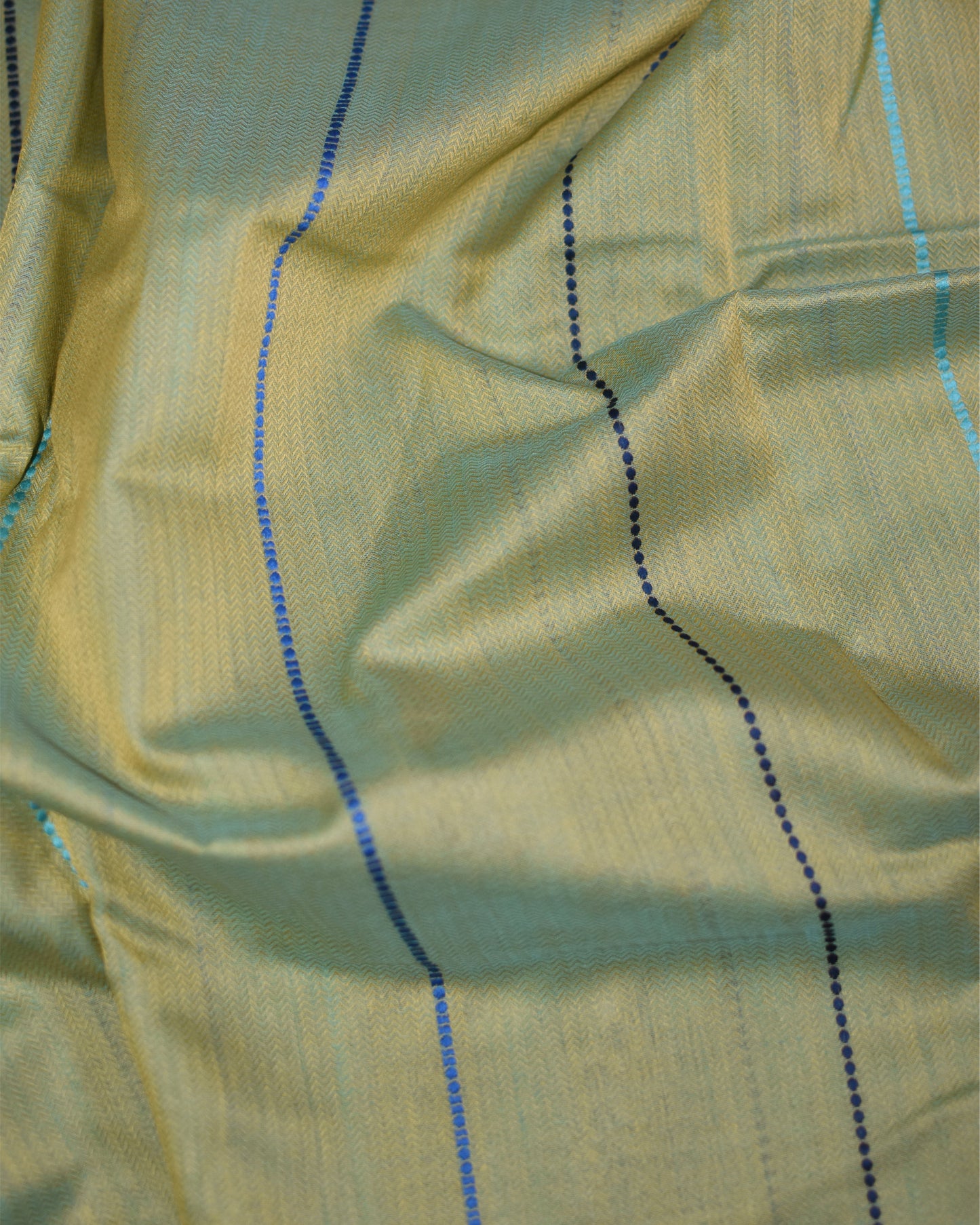 Greenish Yellow - Spherical Grace Organic Cotton Saree
