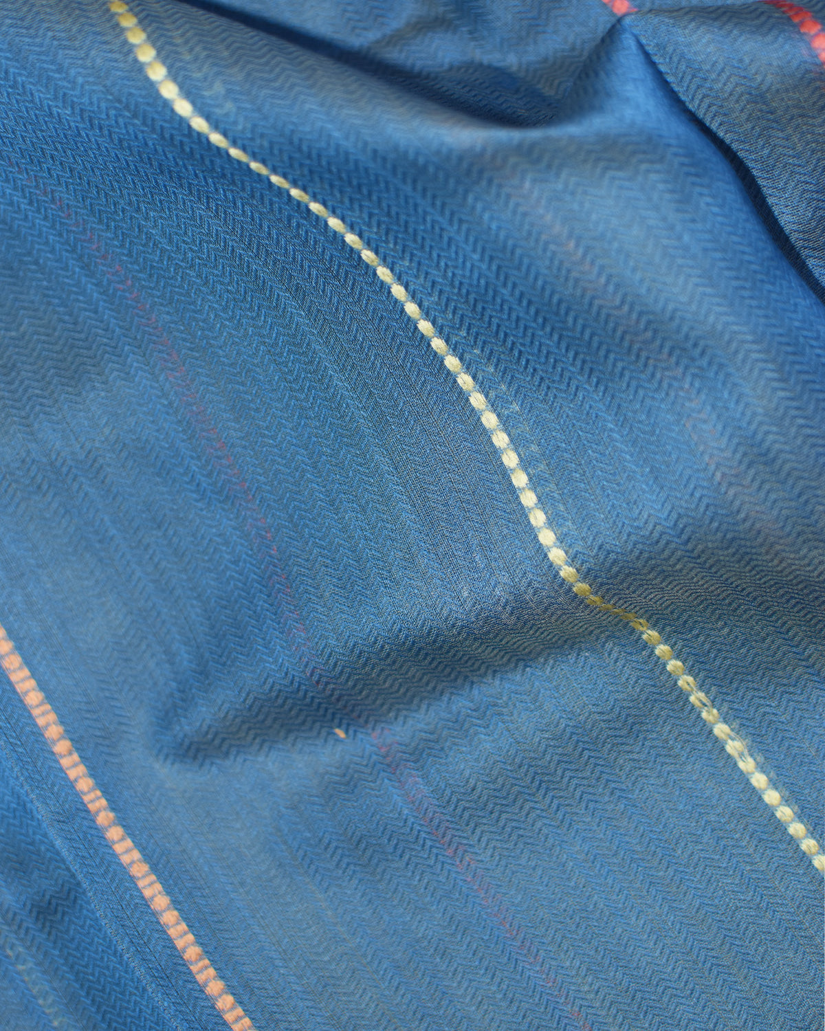 Bluish Grey - Spherical Grace Organic Cotton Saree