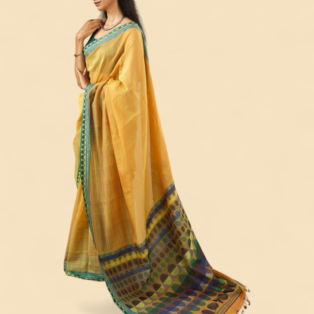 
                      
                        Mustard - Circle  Motif Organic Cotton Saree
                      
                    