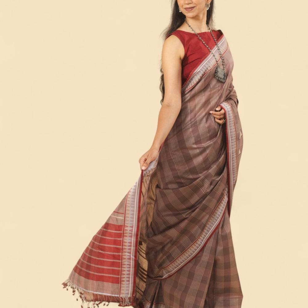 
                      
                        Brown - Korvai & Buttas Organic Cotton Saree
                      
                    