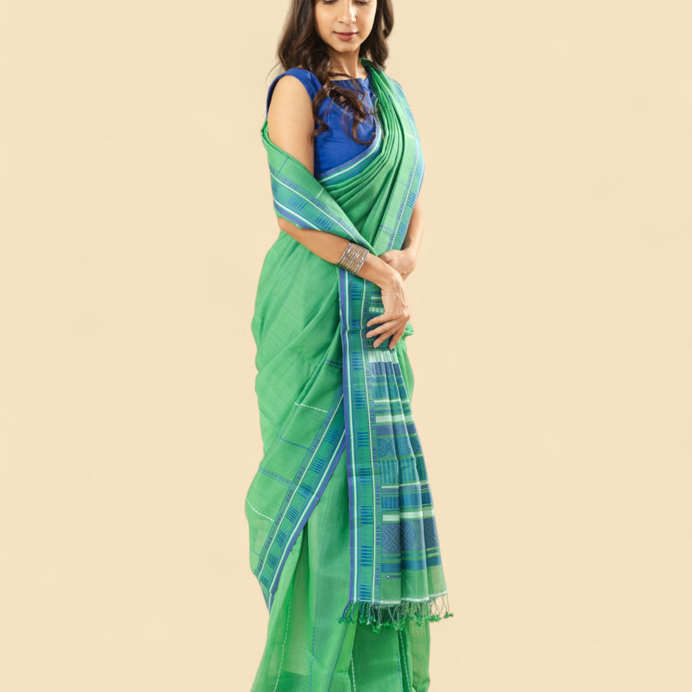 
                      
                        Green - Sticks and Swirls Organic Cotton Saree
                      
                    