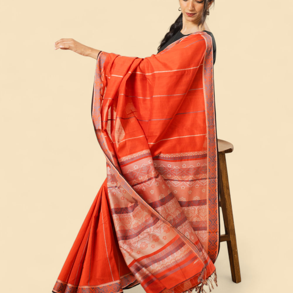 
                      
                        Brick Red - Jaipur Quilt Organic Cotton Saree
                      
                    