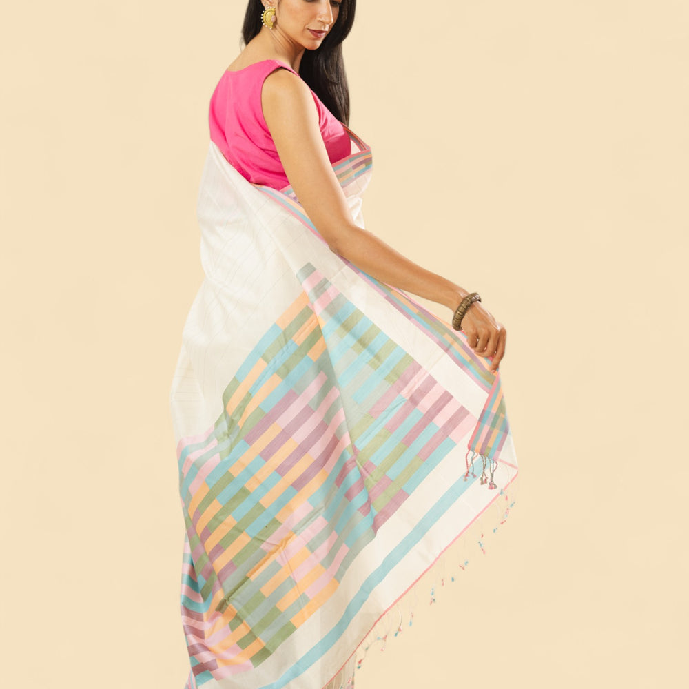 Off-White - Rectangle Quilt Organic Cotton Saree
