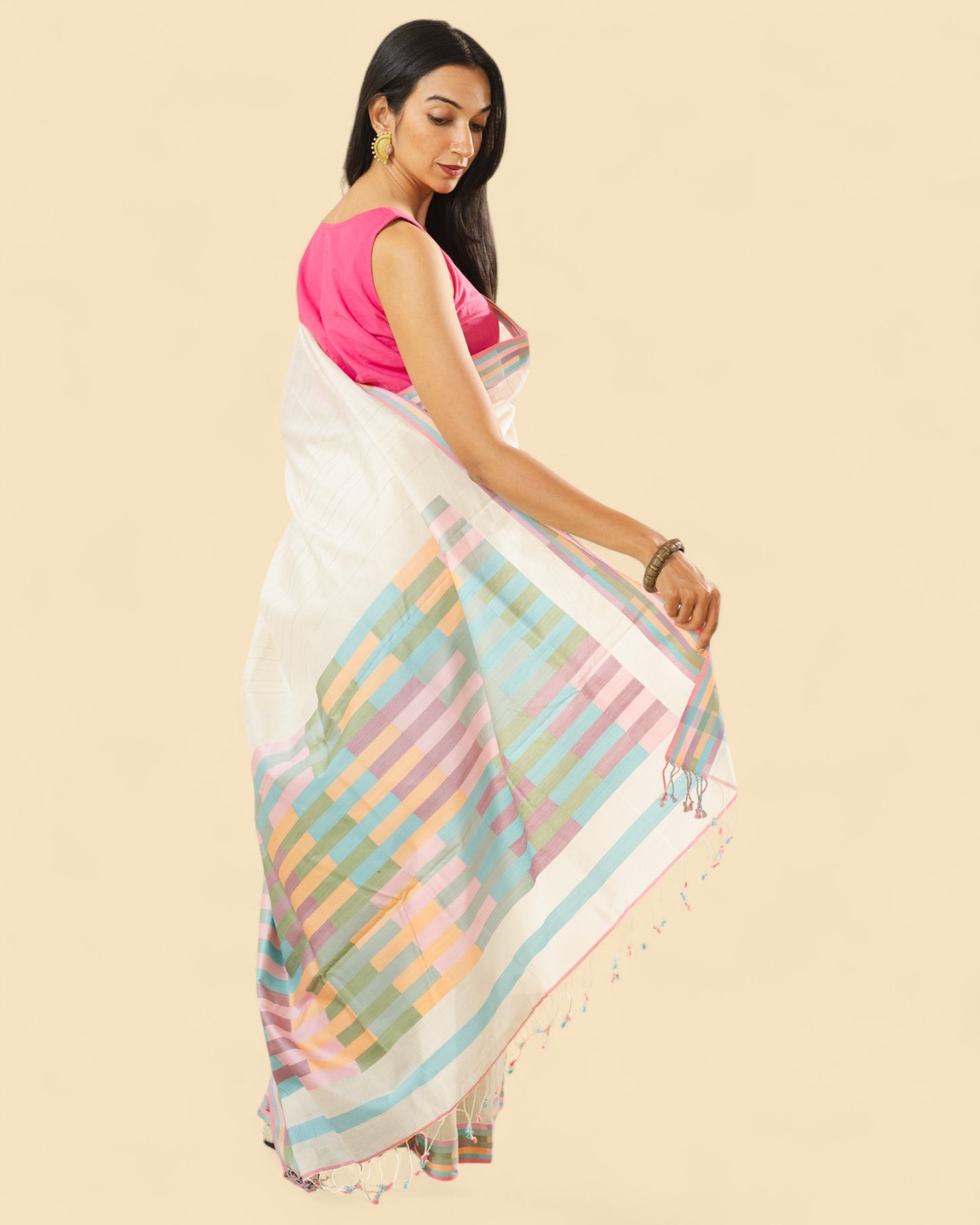 Off-White - Rectangle Quilt Organic Cotton Saree