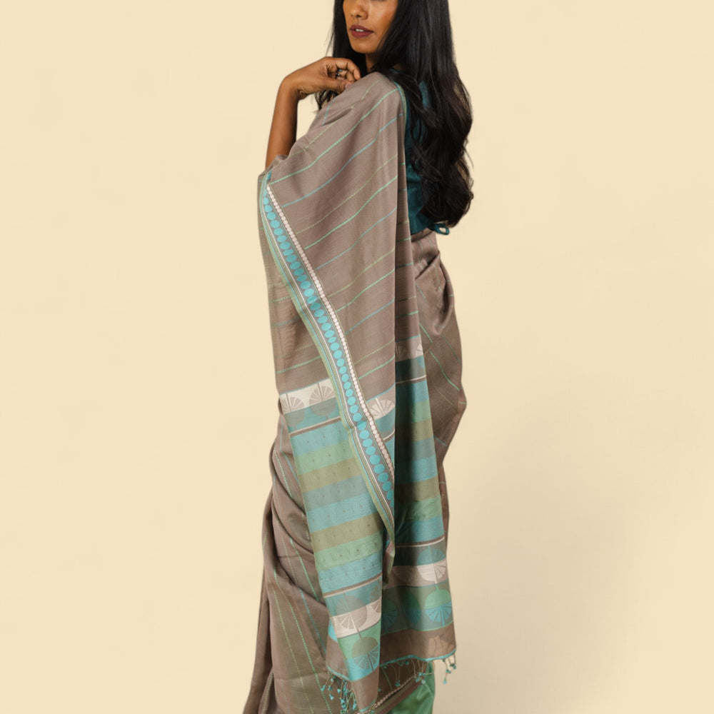 Light Brown - Spherical Grace Organic Cotton Saree