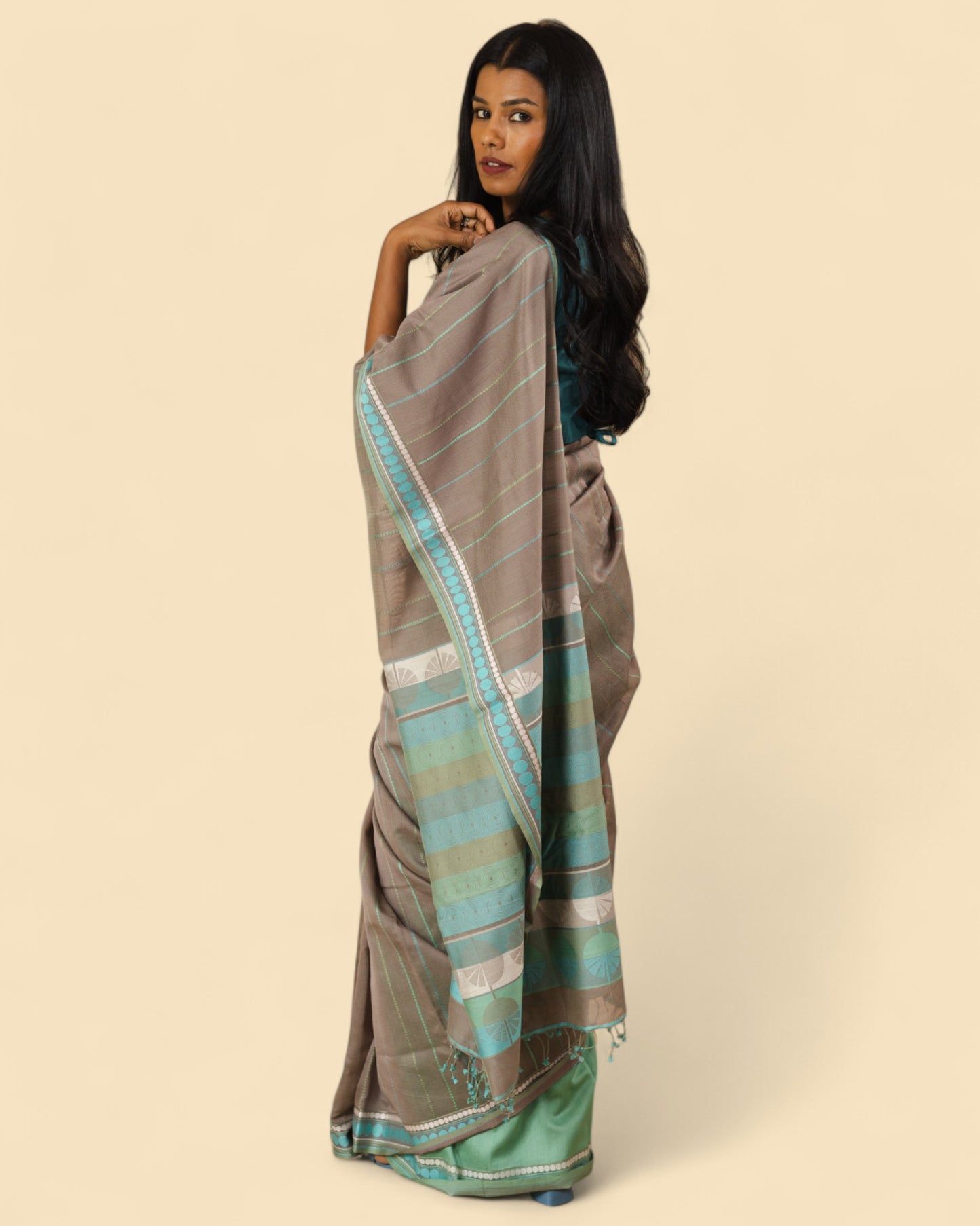 Light Brown - Spherical Grace Organic Cotton Saree