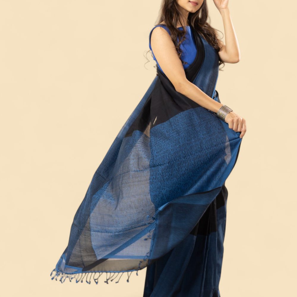 
                      
                        Black & Blue - Classic Organic Cotton Saree
                      
                    