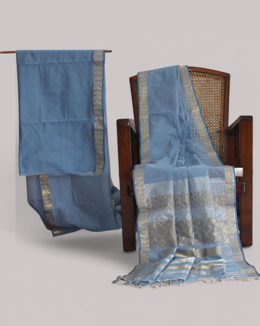 Grey - Kites Motif Organic Cotton Saree