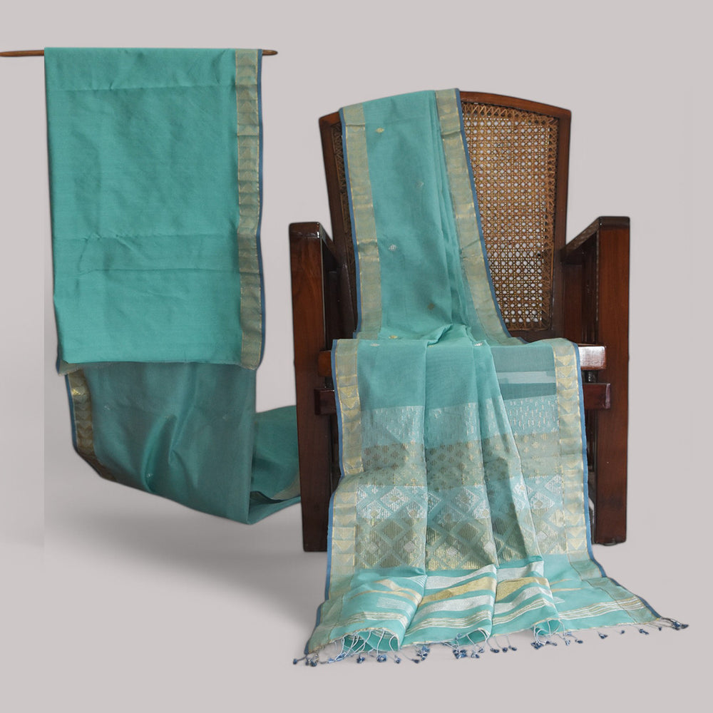 
                      
                        Sea Green - Kites Motif Organic Cotton Saree
                      
                    