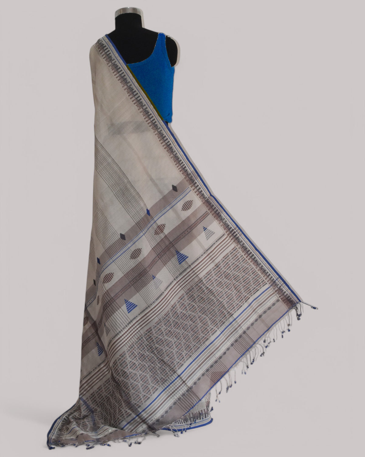 White - Interleave Quilt Organic Cotton Saree