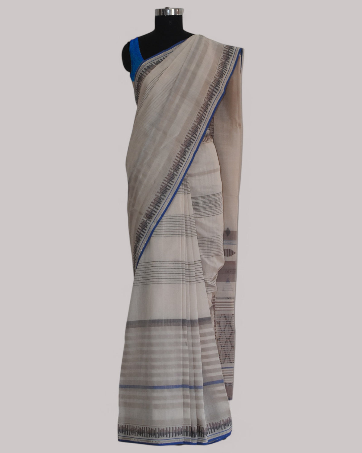 White - Interleave Quilt Organic Cotton Saree